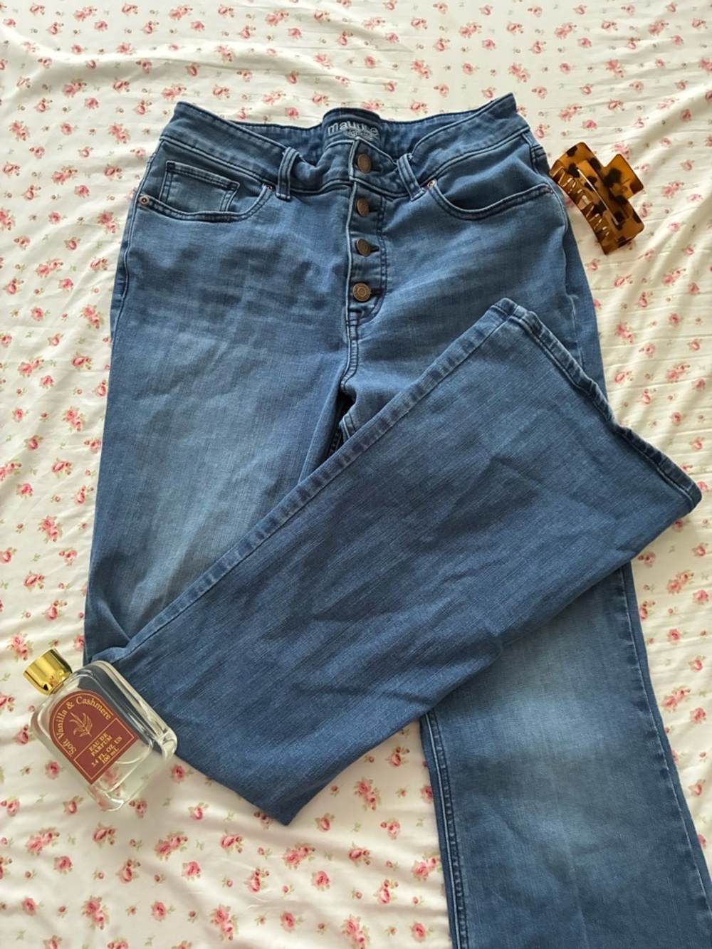 Maurices Medium Blue Bootcut Jeans with Button-Fly